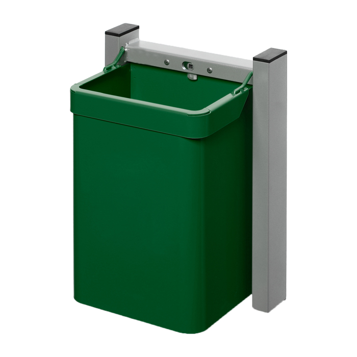 Modellbeispiel: Abfallbehälter -Cubo Loretta- 15 Liter aus Stahl, zur Wandbefestigung, für Grünglas (Art. 16993)