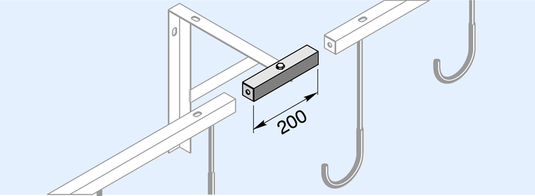 Technische Ansicht: Verbindungselement für Reihen-Hängeparker 200 mm (Art. 4919159)
