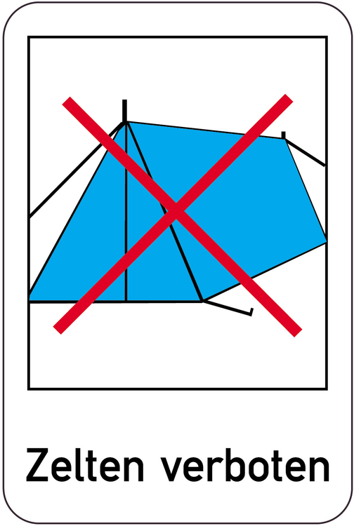 Sonderschild, Zelten verboten, 400 x 600 mm