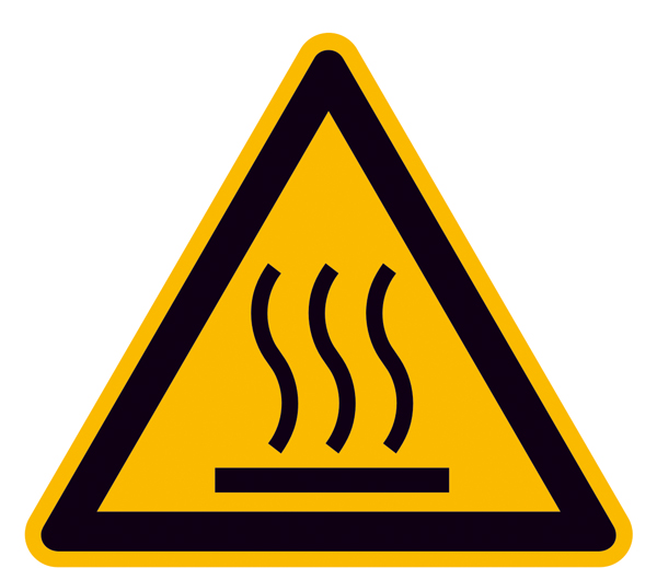 Warnschild, Warnung vor heißer Oberfläche