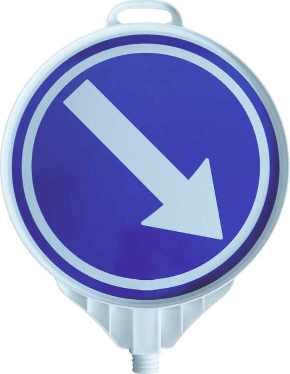 Modellbeispiel: Schild aus Kunststoff mit Verkehrszeichen, Richtung schräg rechts (Art. 24064)