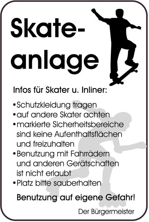 Modellbeispiel: Spielplatzschild, Skateanlage - Infos für Skater und Inliner ... (Art. 14867)