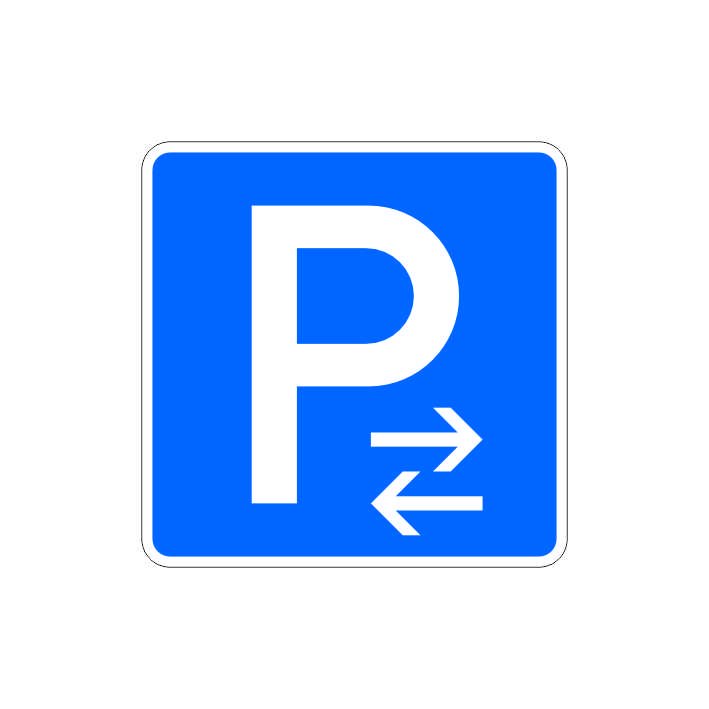 Verkehrszeichen 314-31 StVO, Parken Mitte (Aufstellung links), Flachform 2 mm