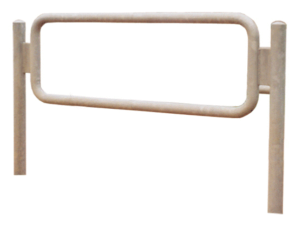 Modellbeispiel: Anlehn-/Absperrbügel -Amrum- Ø 48 mm aus Stahl, Höhe 900 mm, zum Einbetonieren, verzinkt (Art. 422.10)