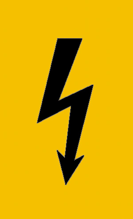 Elektrokennzeichnung/Warnschild Spannungszeichen (schwarzer Blitz)