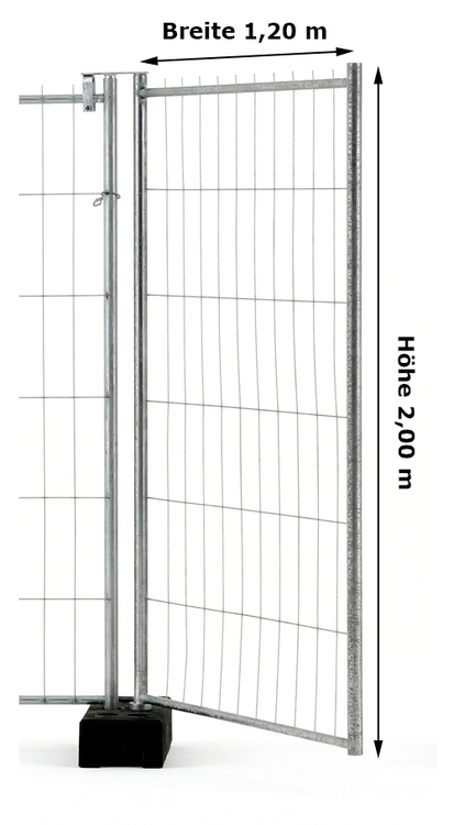 Torelement für Bauzaun 'Basic' 'Profi' 'Leicht', Höhe 2,00m, MW 300/100, Standr. Ø 40 mm