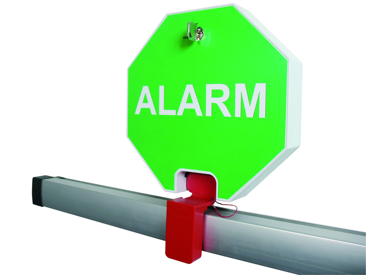Auslösewinkel für Alarme an Stangengriffe und Druckstangen