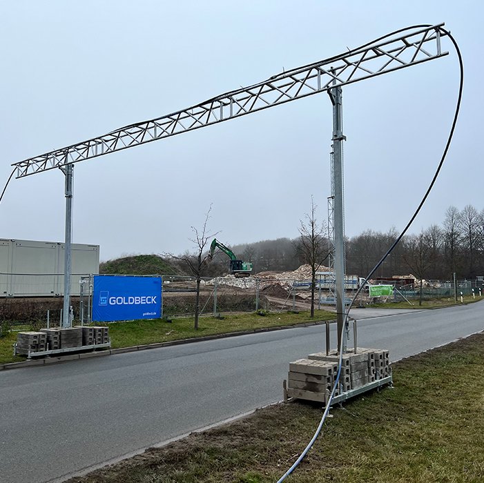 Kabelüberführung 7,50 x 5,10 m, Nutzlast 20kg/lfm, max. Durchfahrtsbreite 7,5 m