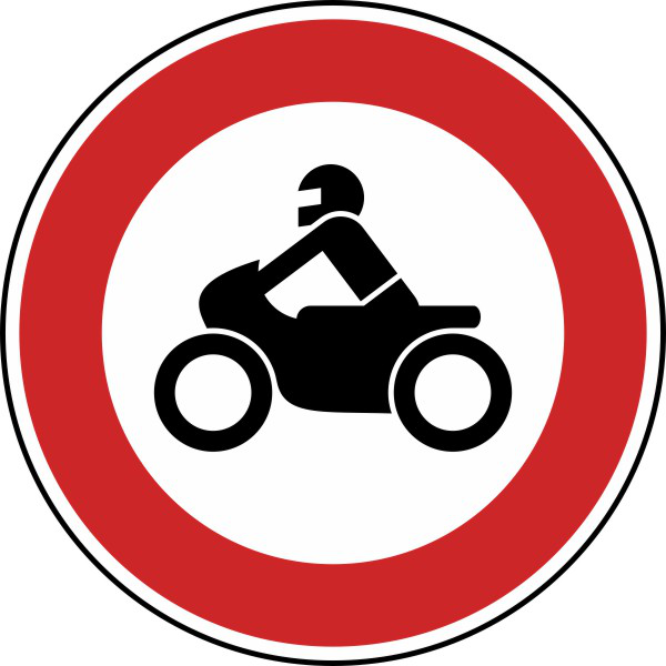 Verbot für Krafträder, auch mit Beiwagen, Kleinkrafträder und Mofas Nr. 255