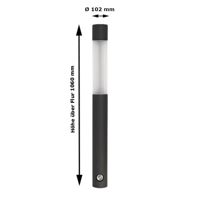 Technische Ansicht: Leuchtpoller -Tetra- Ø 102 mm aus Stahl (Art. 40102)