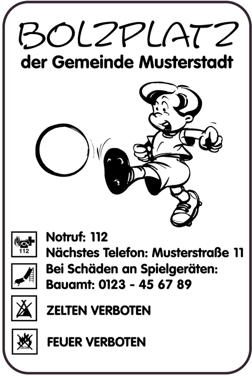 Modellbeispiel: Spielplatzschild, BOLZPLATZ der Gemeinde ... (Art. 14859)