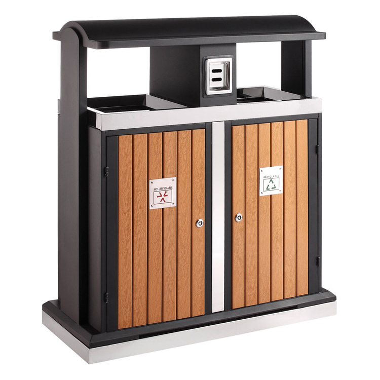 Modellbeispiel: Abfallbehälter -Recycling Wood- EKO 100 Liter mit Ascher (Art. 24001)